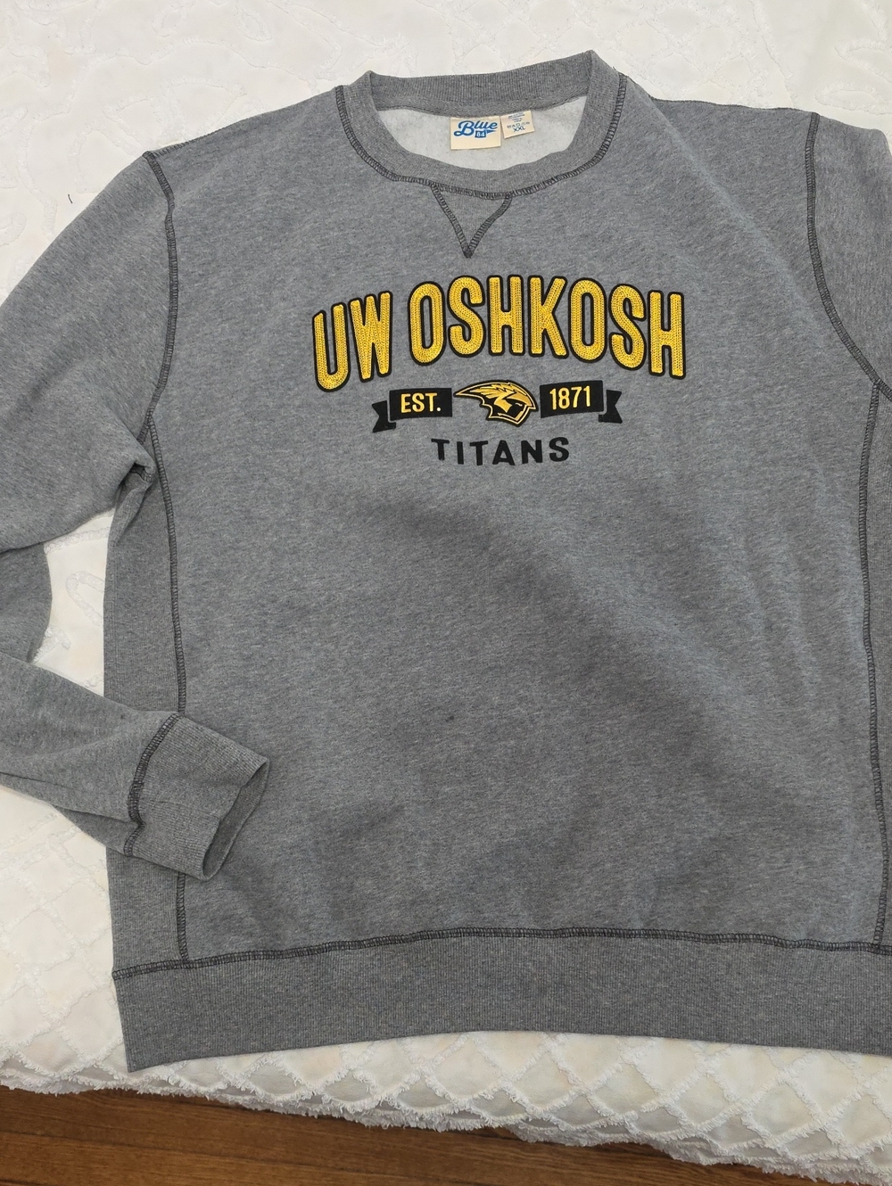 UWOshKosh Gray Crewneck Sweatshirt with Yellow Titan Logo